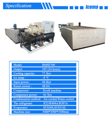 Máquina para fabricar bloques de hielo comercial de 10 toneladas