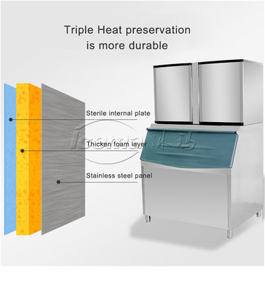 máquina comercial 3000W del cubo de hielo 1000KG/24H 1 tonelada para la cafetería/el restaurante/los hoteles