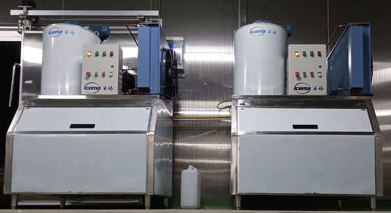 Máquina de hielo en escamas de agua dulce 2T 380V/220V con almacenamiento de hielo