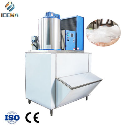 Buen precio Máquina eléctrica de hielo de cristales de nieve, de uso comercial, refrigerada por agua, máquina de cristales de hielo industrial, de 30 toneladas, para transporte marítimo, pesquería, restaurante en línea