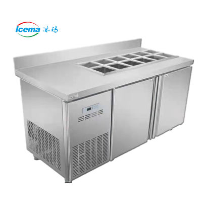 Buen precio Refrigerador de banco de trabajo ranurado enfriado por aire 120L Bebida en línea