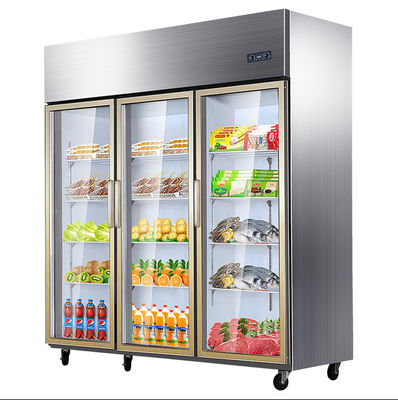 2024 Refrigerador vertical de seis puertas caliente 1350L para refrigeración de bebidas en los supermercados