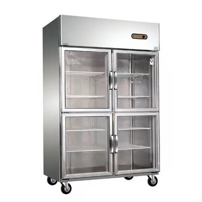 comprar Almacenamiento en frío profesional Refrigerador comercial de acero inoxidable vertical de cuatro puertas y congelador online manufacture