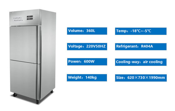 Restaurante Vertical Refrigerador Congelador Comercial 360L