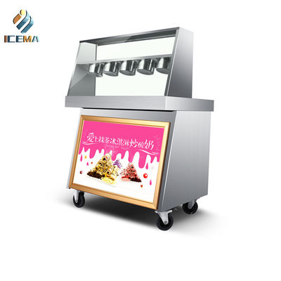 Máquina para hacer rollos de helado frito comercial Sartenes dobles