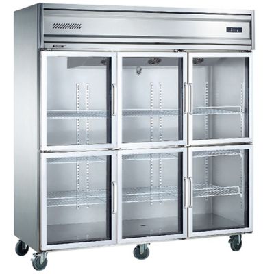 Puerta de vidrio comercial de capacidad ultra grande de congelador de refrigerador vertical 1350L