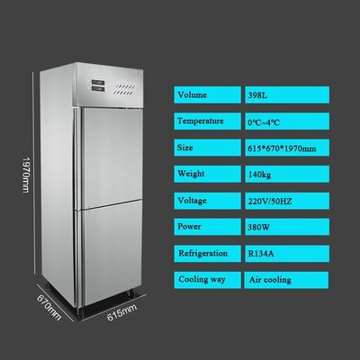 Congelador de refrigerador vertical de 0-8 puertas de grado 2 de lado a lado acero inoxidable 400 litros para restaurante