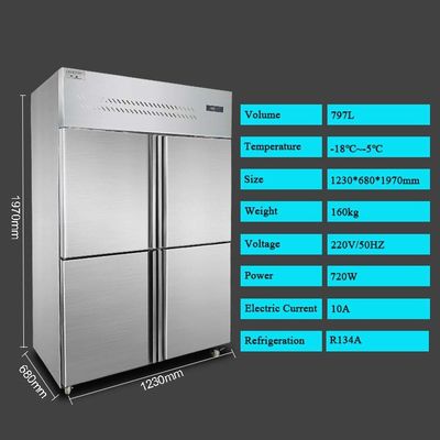 baja temperatura elegante libre de Frost comercial del congelador de refrigerador vertical 797L para el restaurante