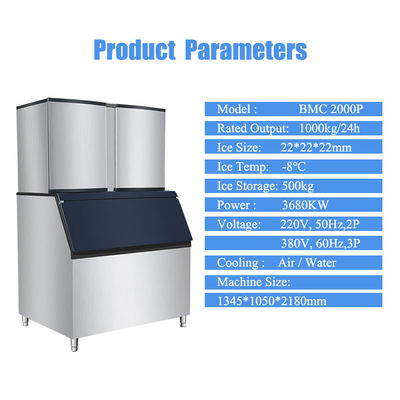 Máquina comercial de cubos de hielo con material de acero inoxidable de voltaje 220-240V