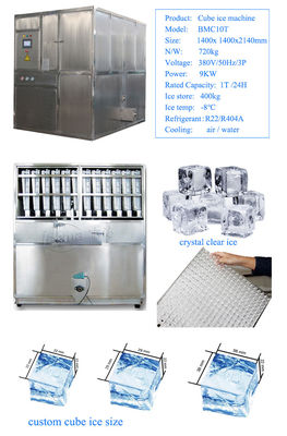 22*22*22mm tamaño de cubo de hielo Máquina de cubo de hielo industrial con sistema de control de microcomputadora