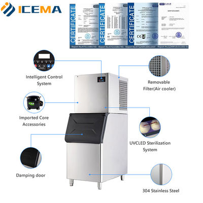Máquina de hielo de 22 mm Cubo 450 kg Capacidad adecuada para bares Salones de baile y restaurantes