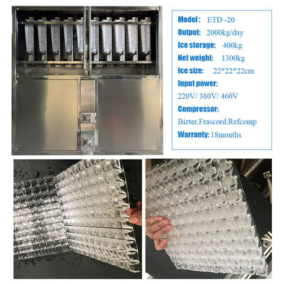 Ahorro de energía ICEMA 1T-10T Máquina de hielo industrial de cubo para la industria de alimentos y bebidas