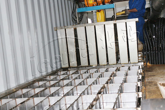 2000 KG TECUMSEH compresor 15 toneladas de contenedor máquina de hielo de bloque con planta móvil