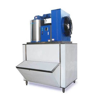 Buen precio Condensación de refrigeración por agua 1000 kg Máquina para hacer hielo en volúmenes con contenedor de hielo en línea