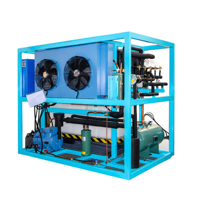 Buen precio Máquina para hacer hielo industrial de 1 tonelada con refrigeración directa y otra capacidad de almacenamiento de hielo en línea