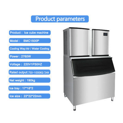 comprar máquina comercial 3000W del cubo de hielo 1000KG/24H 1 tonelada para la cafetería/el restaurante/los hoteles online manufacture