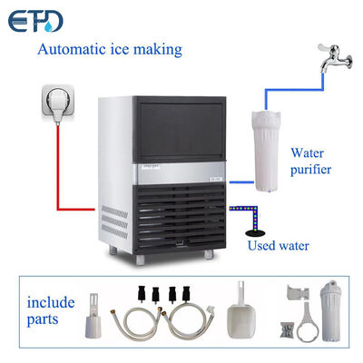 comprar ETD 60 kg máquina de cubos de hielo comercial de acero inoxidable para bares y restaurantes Fabricación en línea