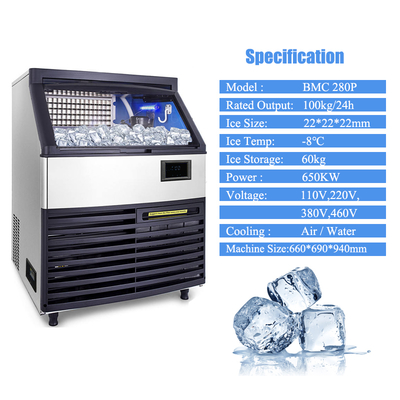 Máquina de cubos de hielo comercial de 36 kg Almacenamiento automático 240V 110V 220V
